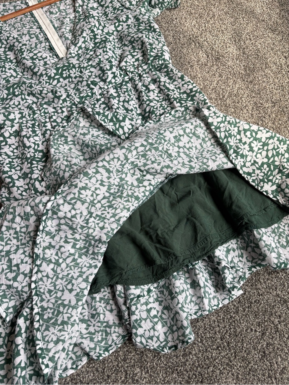 Princess Polly Green Nimmo Floral Ruffle V Neck Mini Faux Wrap Dress size 4 - Picture 10 of 12
